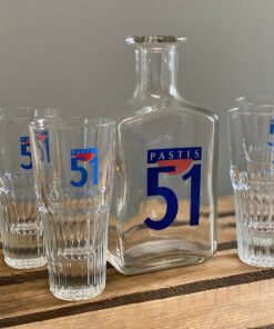 French Pastis 51 Decanter and Four Glasses