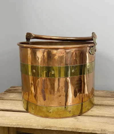 Vintage Copper and Brass Coal Bucket