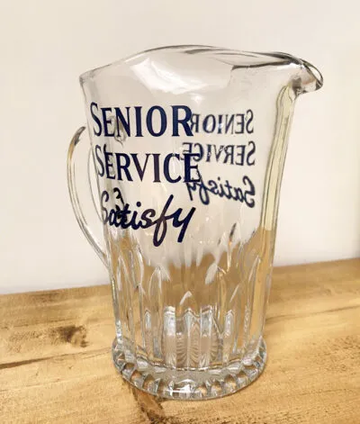 Senior Service Satisfy Glass Jug