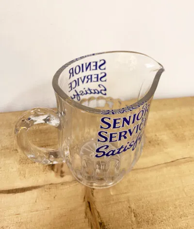 Small Senior Service Satisfy Glass Jug